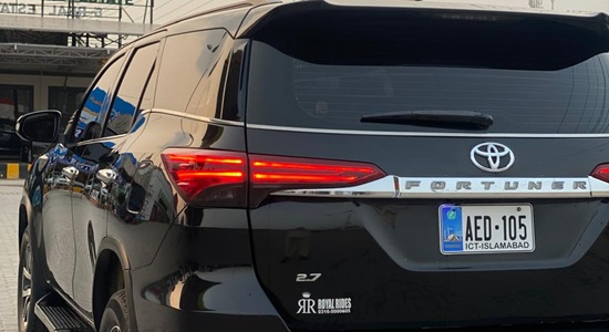 Back - Toyota Fortuner Rent a Car Lahore
